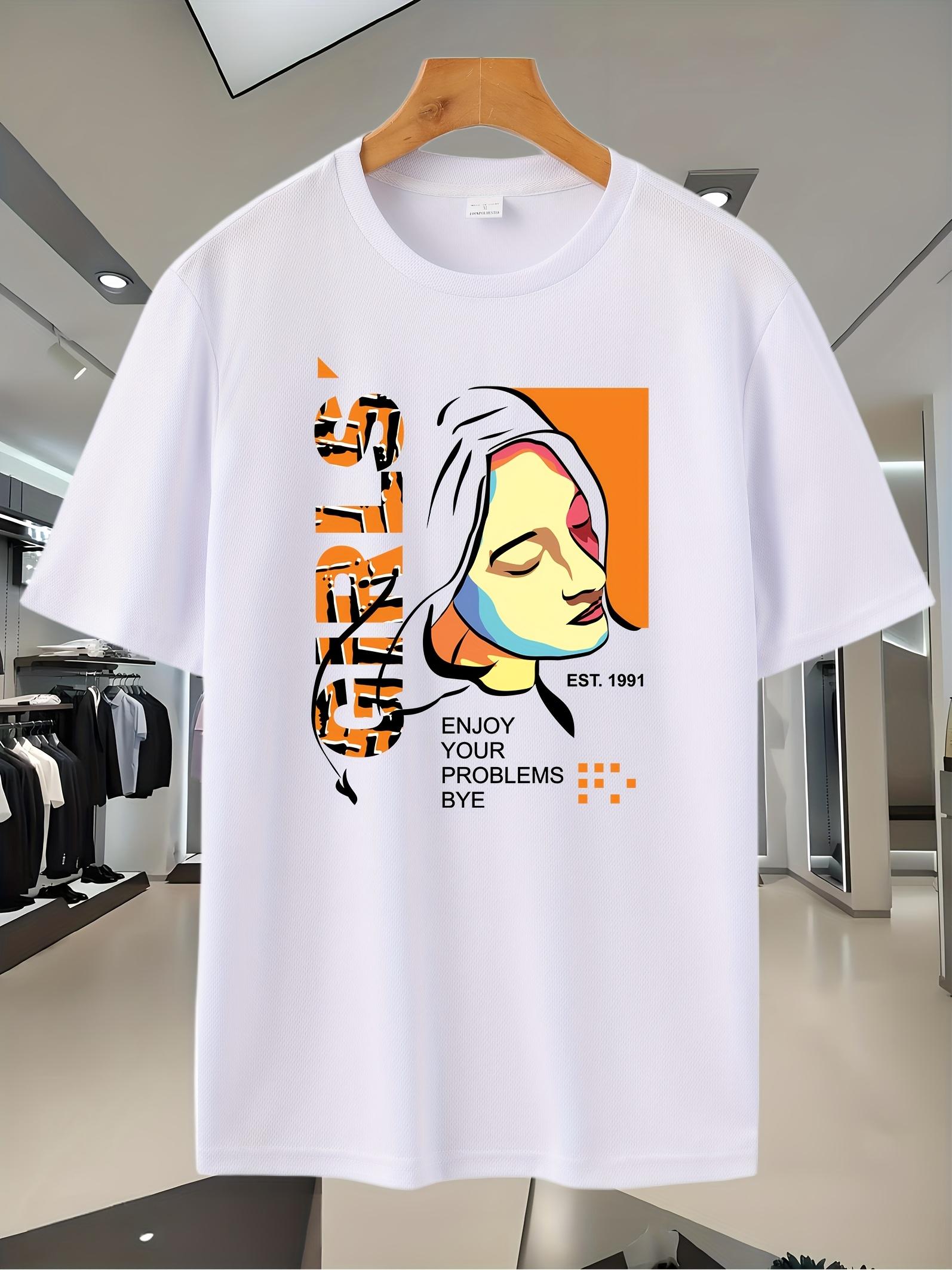 23C Casual Graphic T-shirt - Vibrant Orange & Black Cartoon Print XL