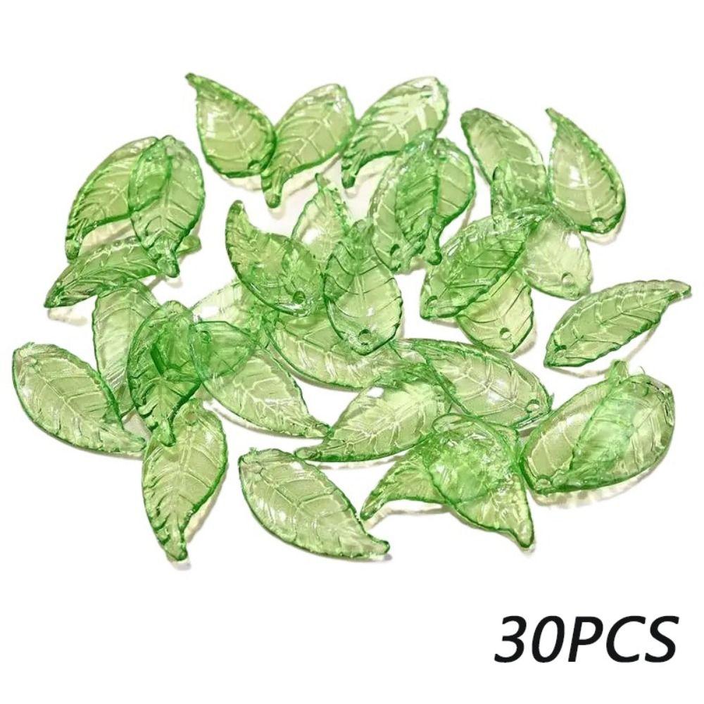 

30 шт. Акриловые бусины зеленые прозрачные в форме листа бусины в форме листа подвески в форме листа бусины для женщин 10X21mm