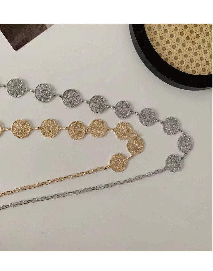 European and American Metal Hollow Waist Chain Women's Decorative Dress with Suit Versatile Belt Waist Chain Belt Women