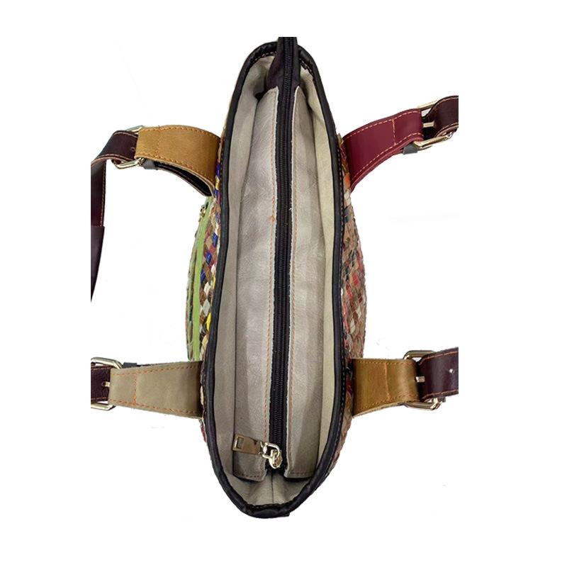Bag Sheepskin Style Retro Hand-Woven Colored Handbag Messenger Bag Handbag