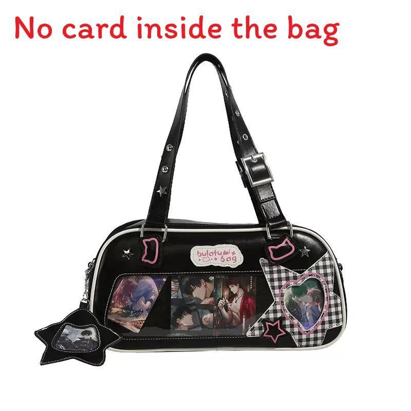 Star Letter Shoulder Bag With Adjustable Shoulder Strap Zipper Design Leather Pu