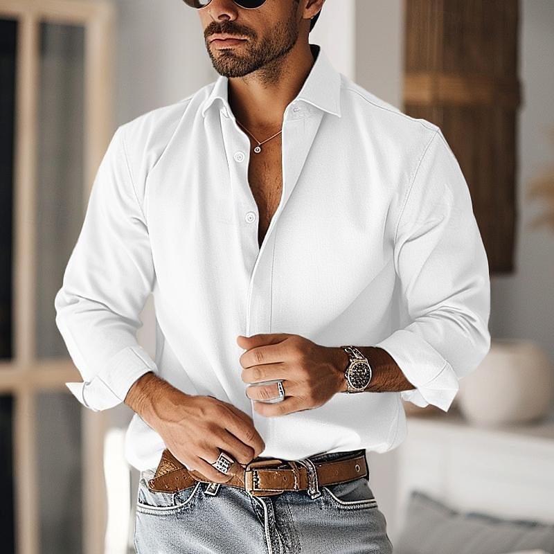 Men's Classic Long Sleeve Shirt Lightweight Breathable Work Wrinkle Free Shirts Button Down Business Casual Shirts Regular Fit Dress Shirts for Men