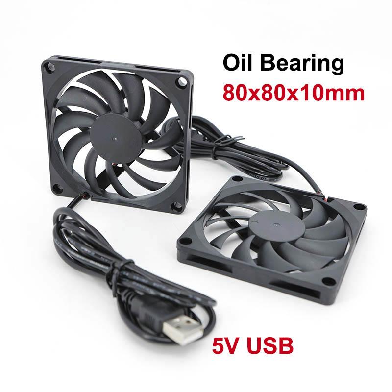80x80x10mm 80mm 8cm DC 5V USB Power Cooling Case Fan For Receiver DVR Xbox Router