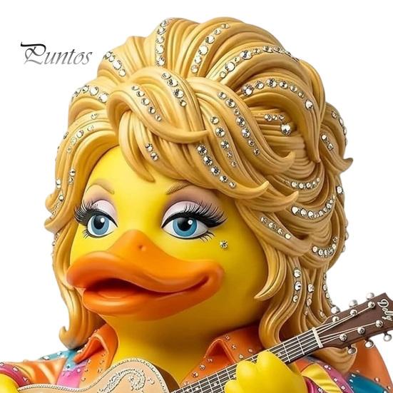 Ikona country hudby Pamětní dárek Parton Duck, Figurka Dolly Duck, Soška, Malý stolní dekorativní prvek s tématem kytary Socha pro