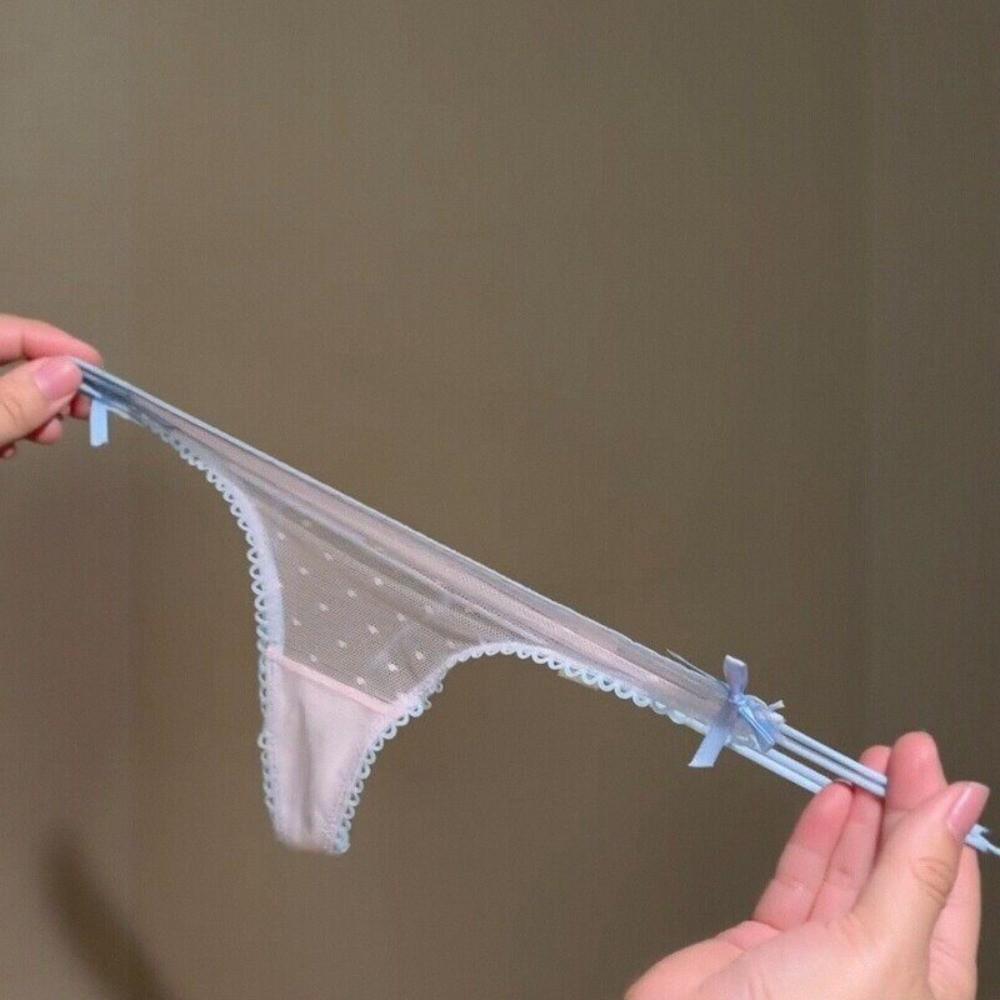 Thin Belt Underwear for Women Low Waist Mesh Seamless Panties Sweet Transparent Thong Girl