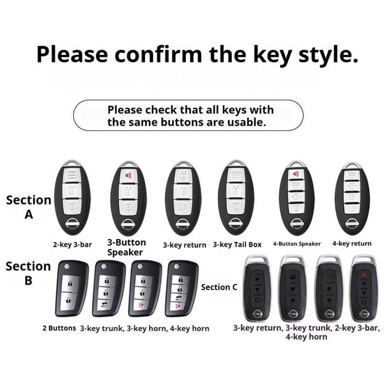 2/3/4/5Buttons Zinc Alloy Leather Car Remote Key Cover Case For Nissan X-Trail Qashqai Sentra Serena Tiida Teana Juke Leaf Micra