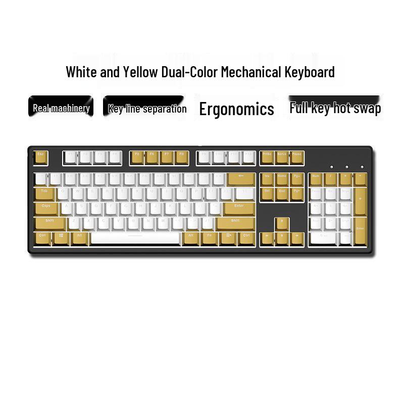 Hot-Swappable 104-Key Mechanical Gaming Keyboard for Girls, Wired, Blue/Black/Brown/Red Switches, Dual-Color Design