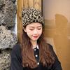 Vintage Leopard Print Knitted Beanies Hat Women Autumn Winter Elastic Crochet Ear Protection Hat Girls Anti-cold Pullover Cap