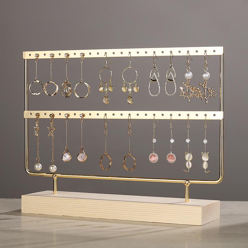 Solid Wood Iron Art Earring Holder Jewelry Display Stand for Home Storage and Hanging Ear Studs.