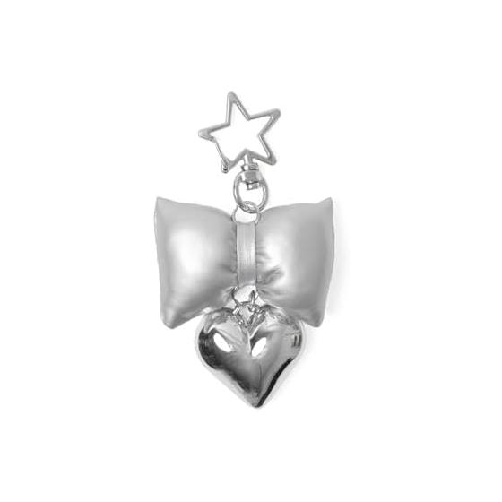 [Wego] Cushion Ribbon Heart Keychain Accessory Strap Cute Promotional Gift Present for Women