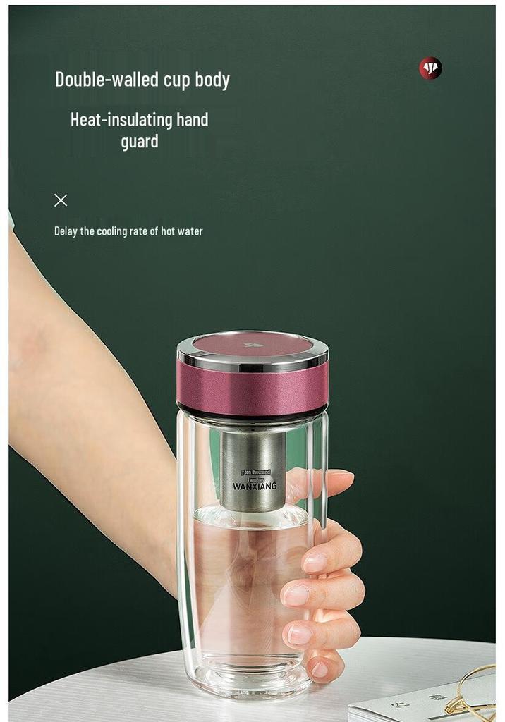 High-End Double-Walled Glass Bubble Cup: Large, Portable, Heat-Resistant Water Cup for Home and Car Use
