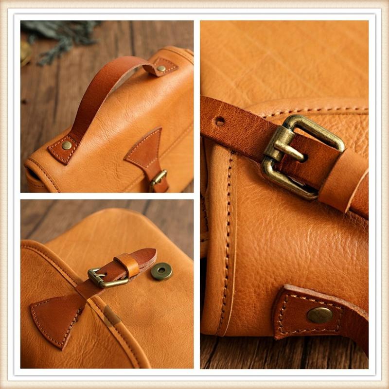 Johnature Dámská taška z retro originální kůže Jednoduchá jednobarevná přírodní měkká hovězí kůže Univerzální kabelky přes rameno a crossbody