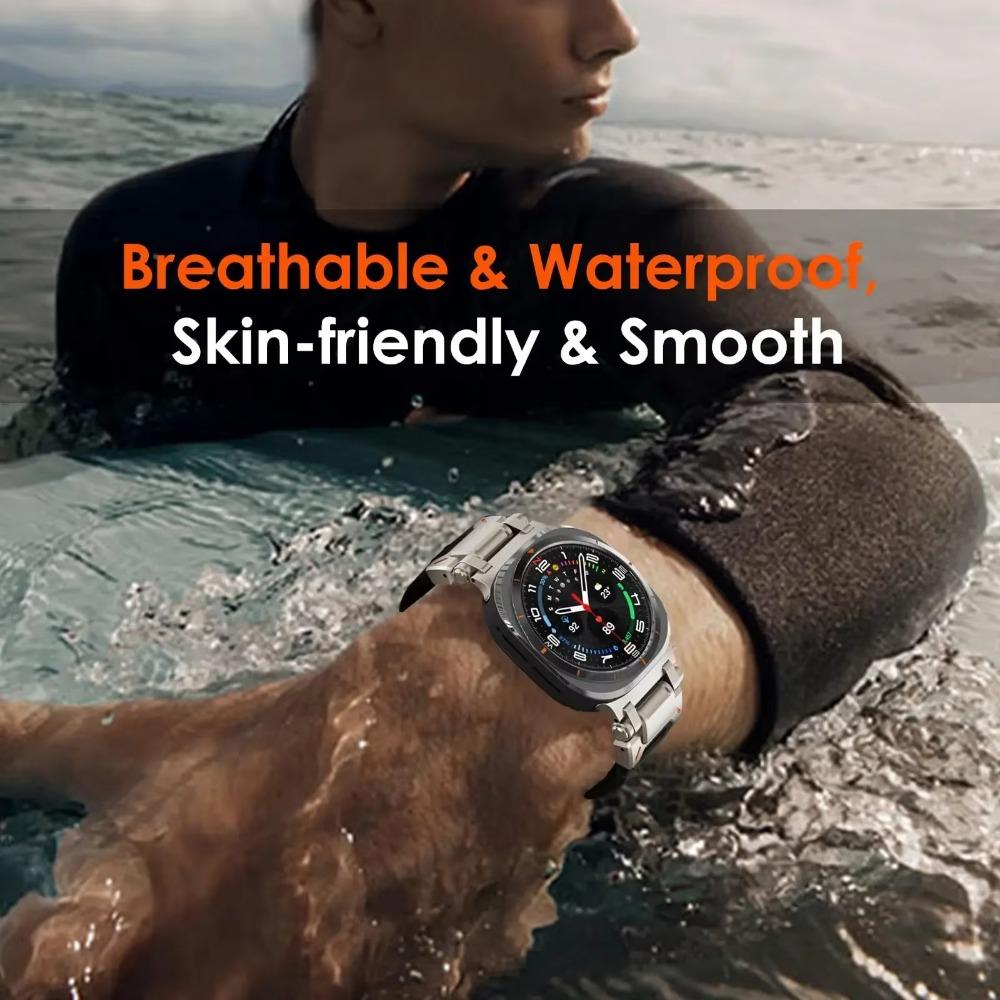 Gummiband för Samsung Galaxy Ultra Watch 47mm Sport Herrarmband för samsung GALAXY ULTRA 7 47MM Inget Mellanrum Rostfritt Stål Klockarmband