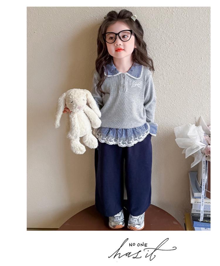 Meng Tang Tang Spring Girls' Color Block Bib Pants & Sweatshirt Set - Baby Korean Style Two-Piece.