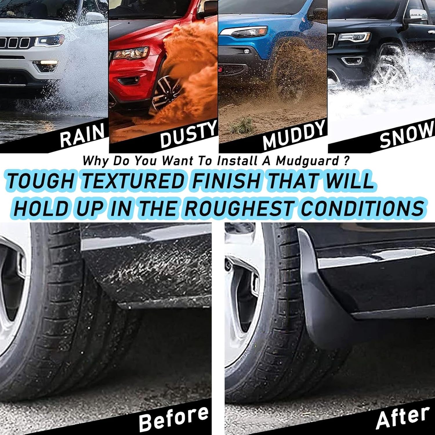 

Mud Flaps for Cadillac XT5 (2017-2024) Splash Guards No Drilling Installation All Weather Vehicle Sediment Protection (Set of 4)