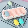 Popsicle Mold with Lid, Silicone Ice Cream Molds with 6 Sticks, 4 Cavities DIY Handmade Popsicle Mold for Making Cakesicles, Cake Pops, Ice Cream