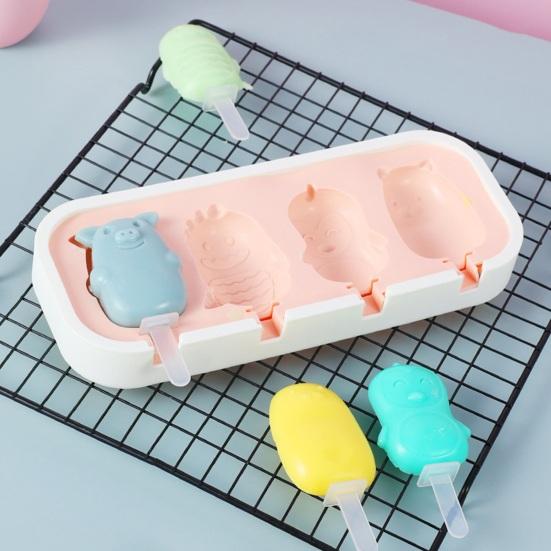 Popsicle Mold with Lid, Silicone Ice Cream Molds with 6 Sticks, 4 Cavities DIY Handmade Popsicle Mold for Making Cakesicles, Cake Pops, Ice Cream