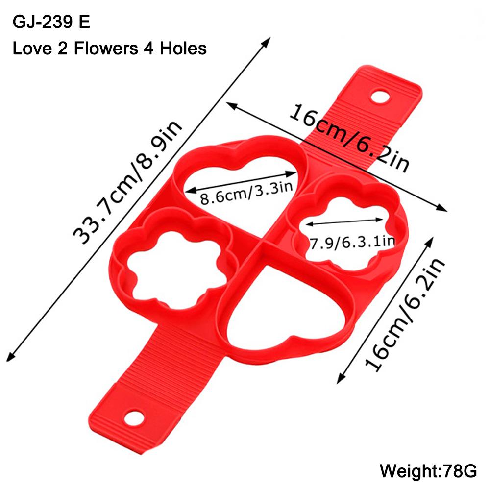 1Pc 6 Style Egg Pancake Ring Food Grade Soft Silicone Gel Molds For Kitchen  Cooking and Baking Tools Washable And Reusable