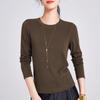 Tencel Linen Retro Long-sleeved Slim-fitting Straight-shoulder Women's Crew Neck Sports Top