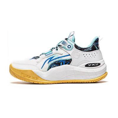 Li Ning Comfortable Versatile Non-Slip Durable Low-Top Basketball Shoes Kids Sneaker White Blue YKBU048-9