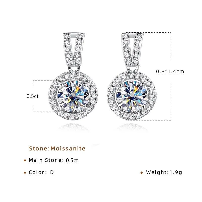 Gica Gema Sada ze stříbra S925 osazená 1ct zirkonovým diamantem 5,0mm Kolečko Jednoduché náušnice