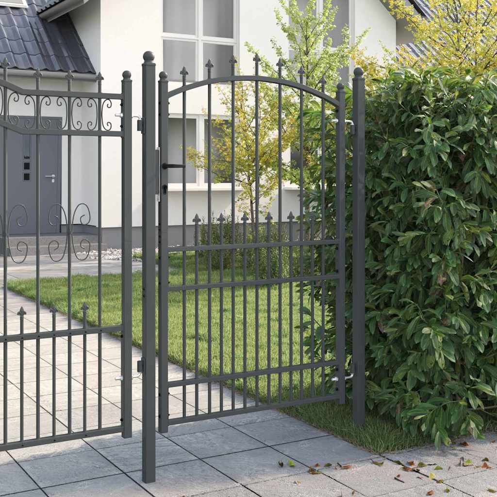 EMMEN Wrought Iron Garden Gate with Ornamental Details 200 X 100 Cm