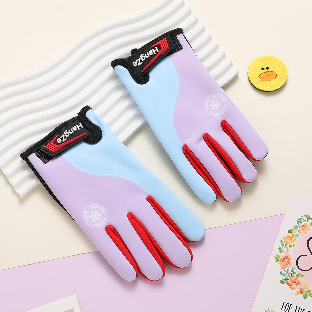 

Children s Gloves In Autumn and Winter Boys and Girls Students Windproof Cartoon Plus Velvet Warm Outdoor Cycling Cold Proof Thickened Gloves One size