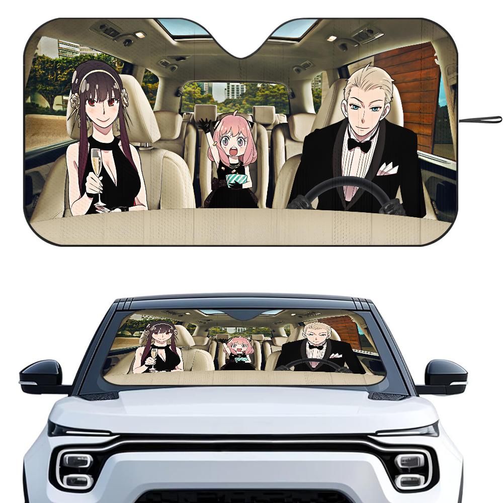 S-Spy X Family Anime Car SunShade Windshield Foldable Three-layer Insulation Sunshade By Suction Cup Blocks UV Rays Sun