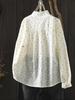 Women's Spring 2026 Polka Dot Lace Collar Cotton Shirt with Embroidered Jacquard Design