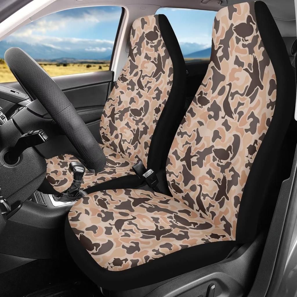 Bulopur Grey Leopard Print Auto Seat Cover for Men Women, Car Front Seats Accessories Interior Decor 2 Pcs Suit All Seasons Use