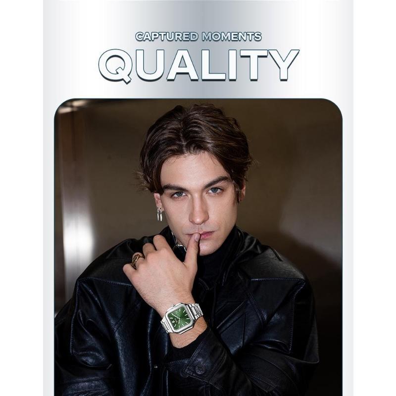 Luxury Square Male Watch Waterproof Luminous Date Quartz Watches For Men Stainless Steel Fashion Men's Clock