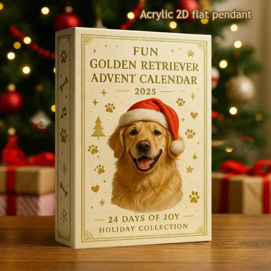 Christmas Advent Calendar Retriever Dog Design 2025 24-Day Countdown Christmas Tree Pendant Festive Ornaments