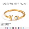 EMANCO Birthstone Initial Custom Ring Open End Ring Stainless Steel Name Custom Jewelry Women's Ring