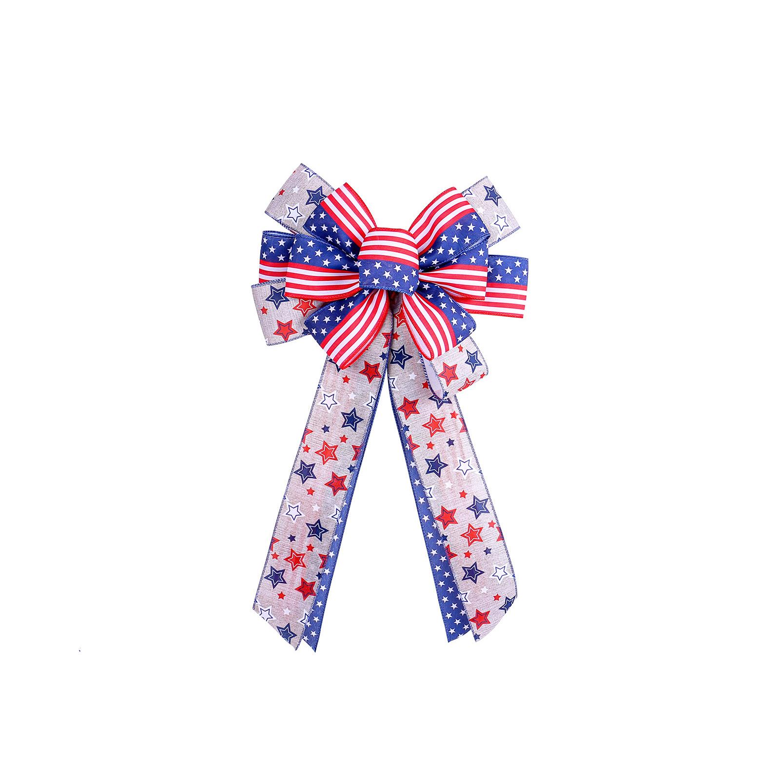 American Independence Day Bow Decoration Prop Festival Flag Star Stripe Bow Ribbon Pendant