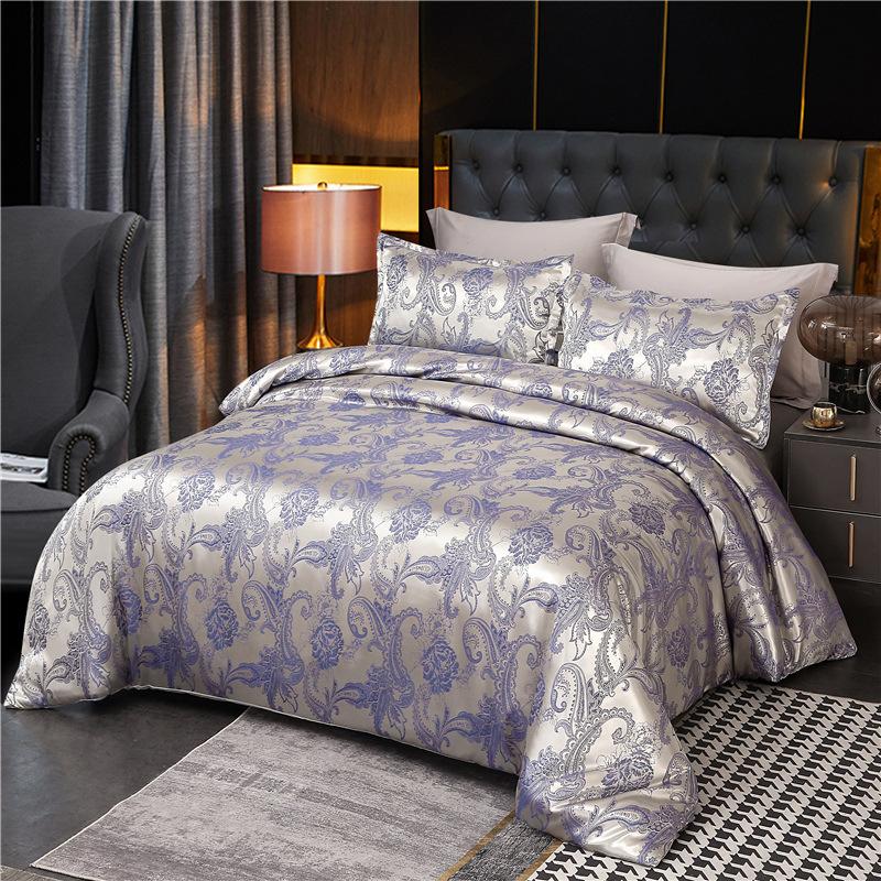 Vysoce kvalitní evropský saténový žakárový 3dílný set, lehký luxusní styl, moderní minimalistický styl, bytový textil