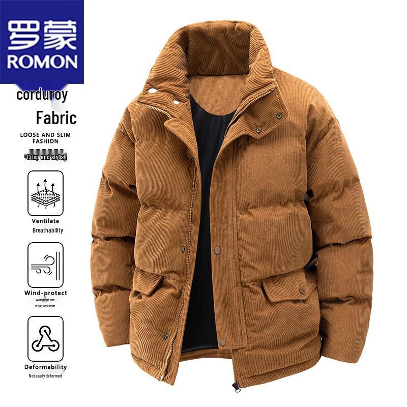 ROMON Men's Casual Stand Collar Padded Jacket