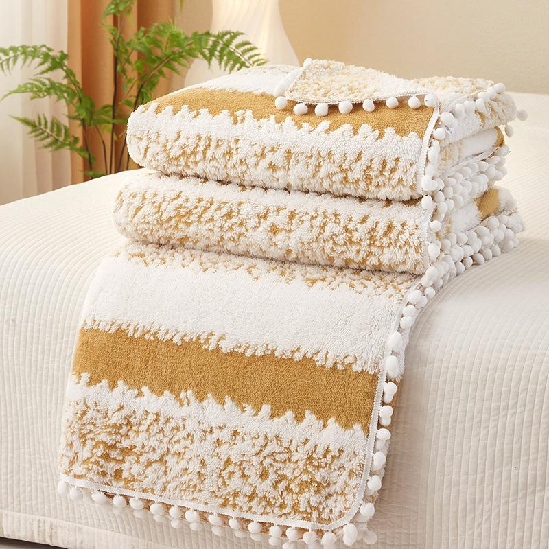 Light Luxury Blanket Double-Sided Striped Jacquard Blanket Throw Blanket Casual Small Blanket Sofa Blanket