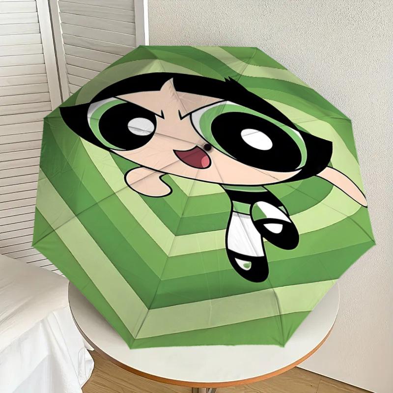 1PC Warner Powerpuff Girls Automatic Open/Close Umbrella with Windproof, 53-Rib Sturdy Canopy, Durable Ribs1270A