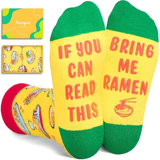 HAPPYPOP Food Socks for Kids - Taco Ramen Gifts, 7-9 Years Old Kids Popcorn Socks 7-9 Years