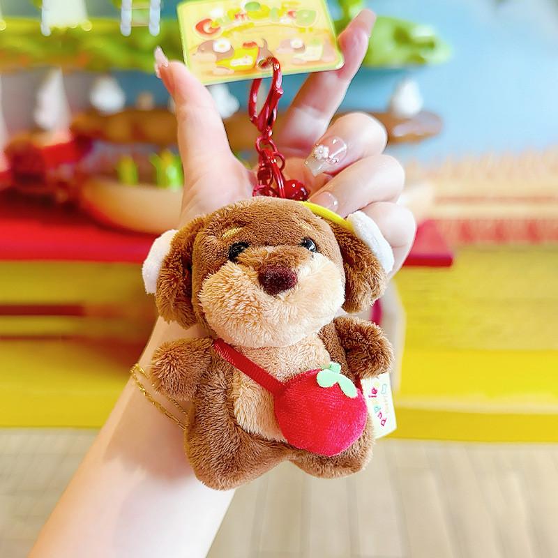 Green Dachshund Tomato Pepper Shoulder Bag Design Plush Keyring Decoration Bag