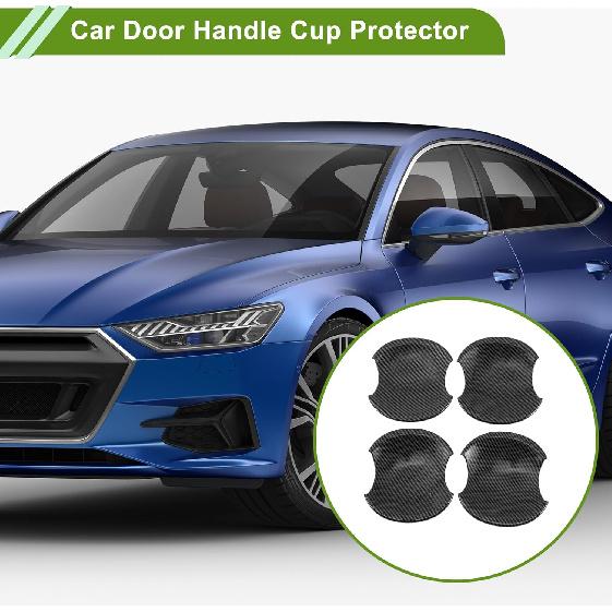 Car Door Handle Cup Protector for Honda Civic 8th 2006-2011 Carbon Fiber Black ABS 4 Pcs
