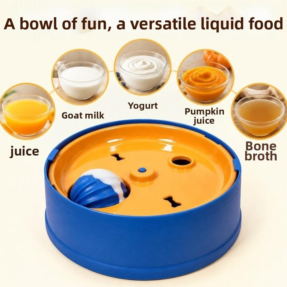 Anti Choking 2 In 1 Slow Feeder Bowl Large Capacity Rolling Ball Interactive Snack Bowl Plastic Non Slip Dog Slow Food Bowl
