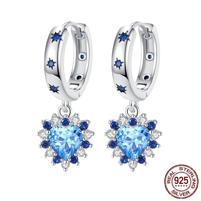 Sales100 % S925 Sterling Silber Sterne Mond Herzförmige Frauen Ohrringe Fit Original Ohrringe Hochzeit Edlen Schmuck Geschenke