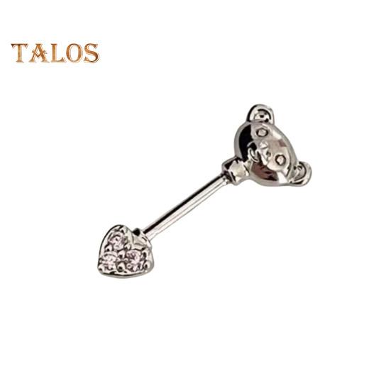 1 PC Boucles d'oreilles à clous Ours de dessin animé et forme de cœur Zircone cubique brillante Boucles d'oreilles pour cartilage pour les soirées en club Anneau de nez sans pas de vis