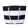 Borsa a Spalla in Corda di Canapa e Tela Super Minimalista Versatile - Ecologica, Design a Strisce da Spiaggia Patchwork
