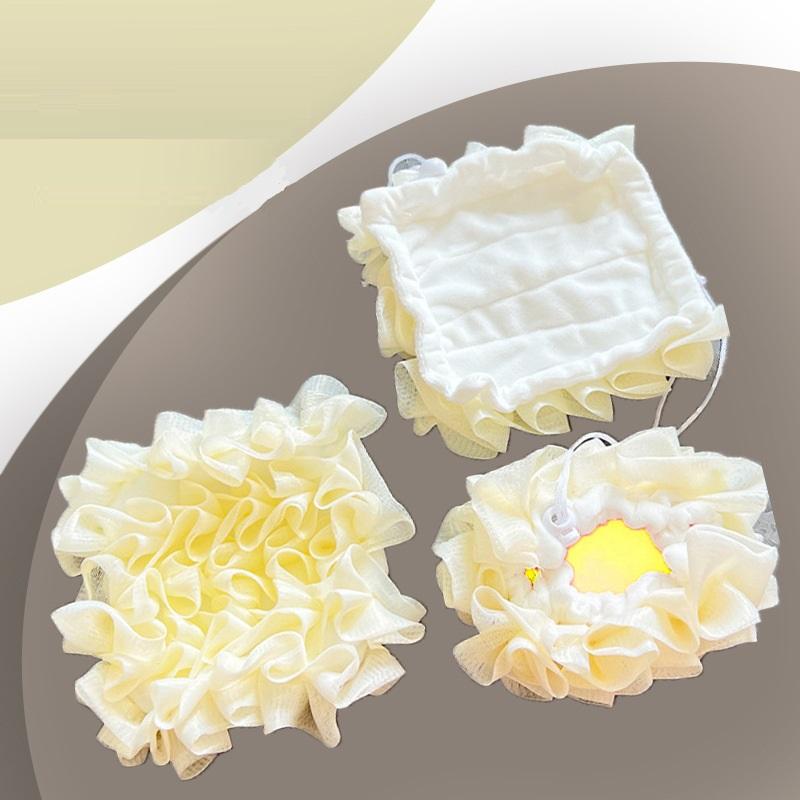 2 In 1 Bath Ball Towel Loofah With Drawstring Closure For Soap Soft Exfoliating Mesh Shower Sponge Skin Care Bathing Tool