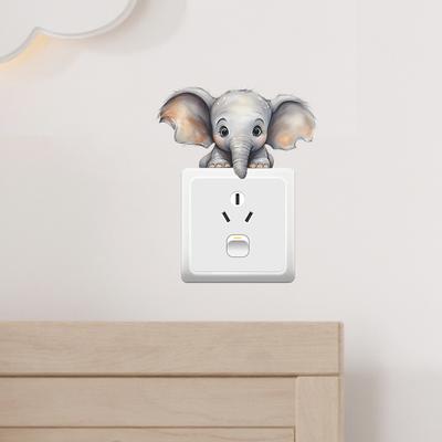 Cartoon Tier Niedlicher Elefant Schalter Befestigt Am Wohnzimmer Veranda Heimdekoration Wandaufkleber