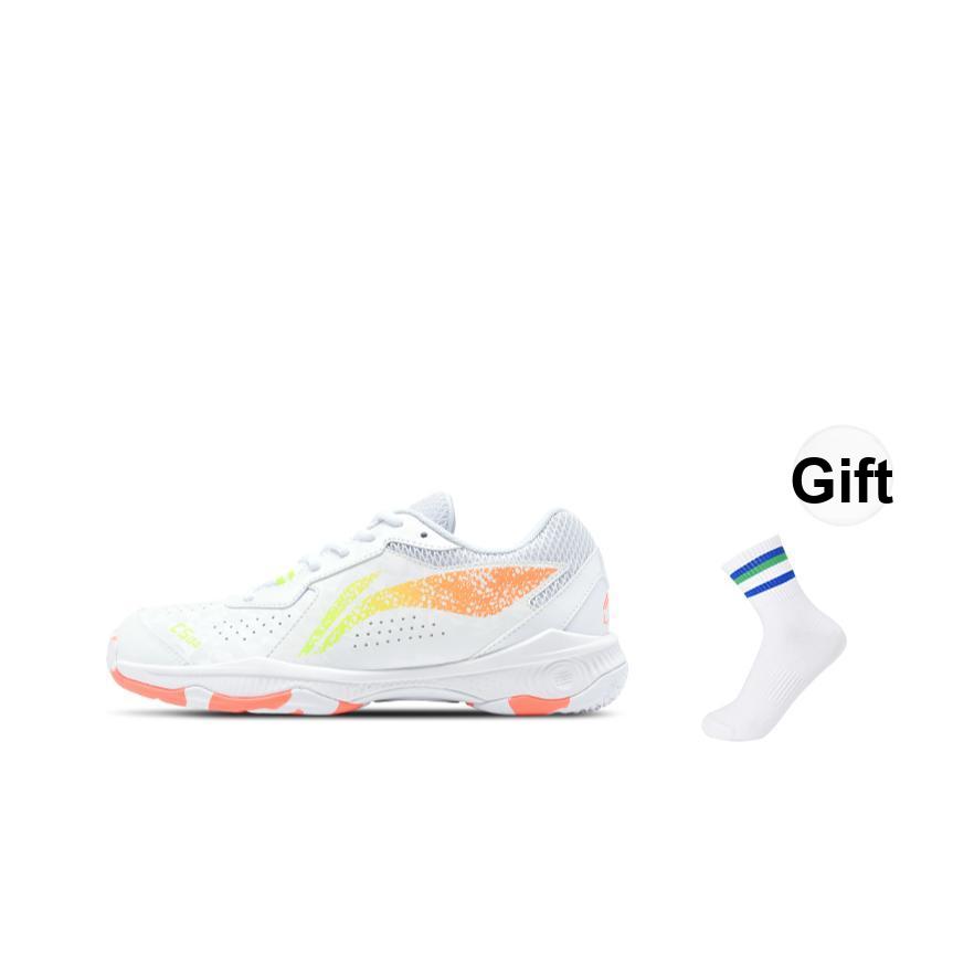 Li Ning Rocket Cloud Series Fashion Comfortable Versatile Durable Breathable Lightweight Low-Top Badminton Shoes Unisex Sneaker White Orange AYTS061-7