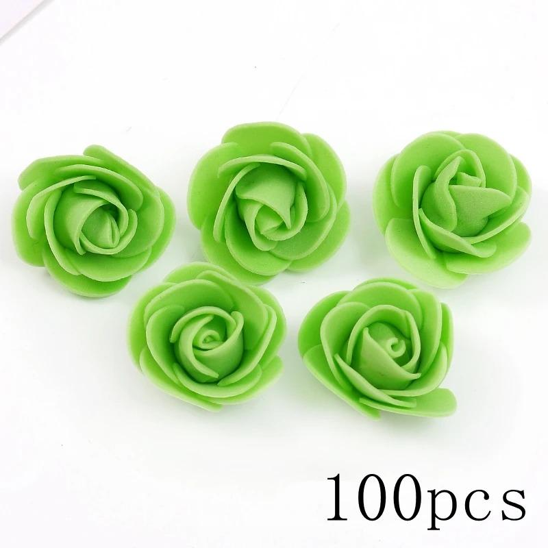 Green Rose Artificial Flowers Heads Silk Fake Flower for Home Room Decor Marriage Wedding Decora DIY Craft Wreath Gift Accessory