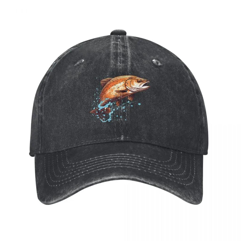 Dripping Brown Trout Baseball Cap derby hat Sun Cap summer hat Fishing cap Unisexs Baseball Womens